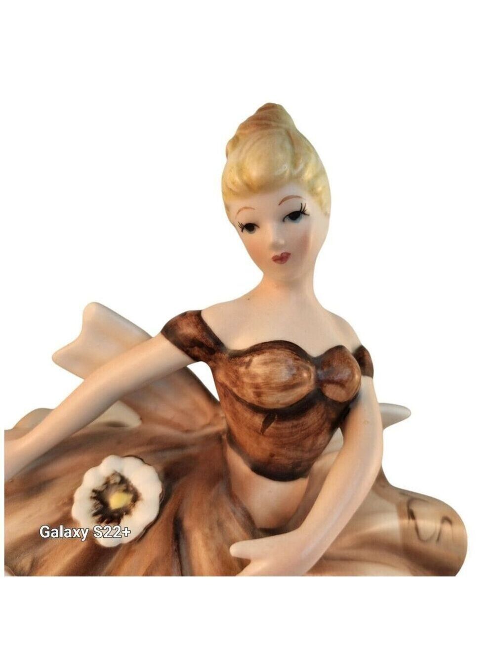 Lefton Vintage Vase Planter Brown Dress Blonde Made in Japan - Picture 9 of 10